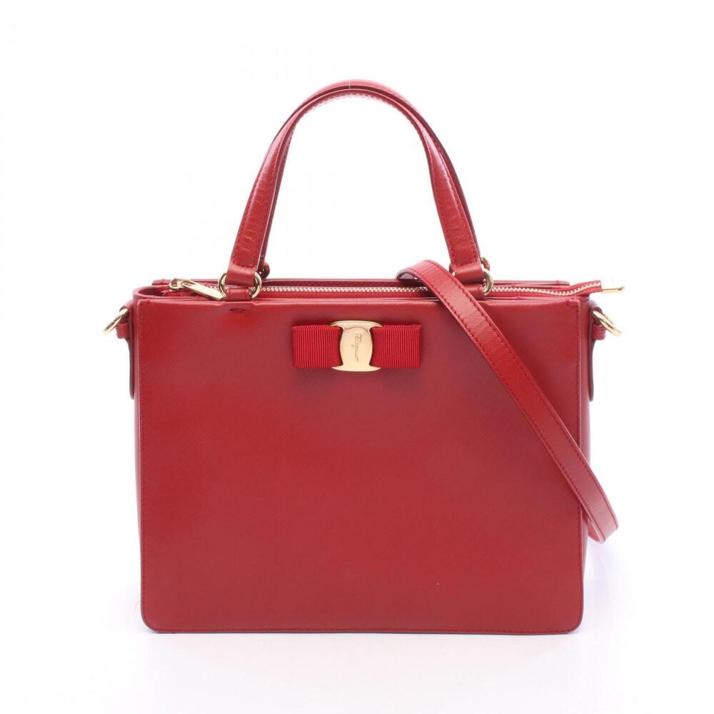 Salvatore Ferragamo Vara Ribbon 2-Way Handbag, Leather, Women's, Red